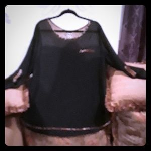 Black blouse with leopard design